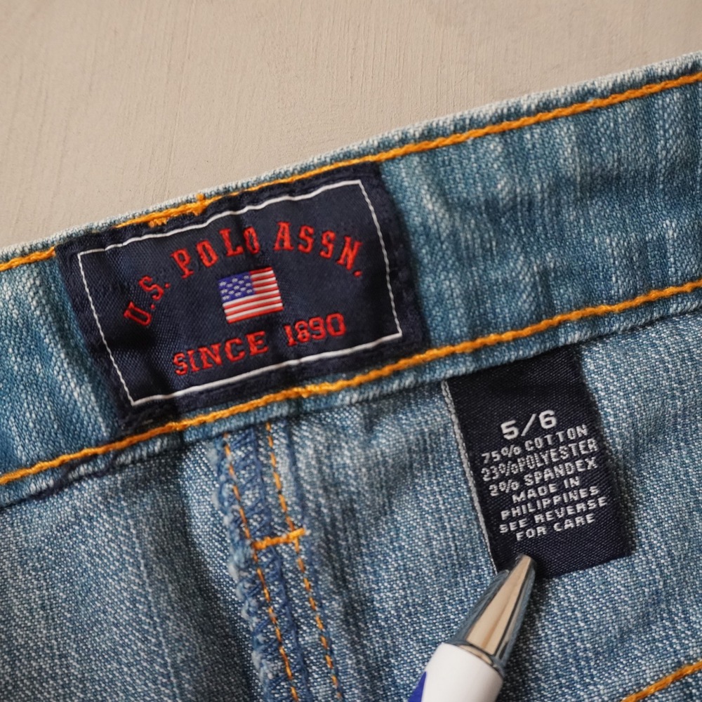 Vintage US Polo Assn Denim Skirt 5/6 Womens Blue Jean Pencil Knee Length Y2K - Picture 5 of 8